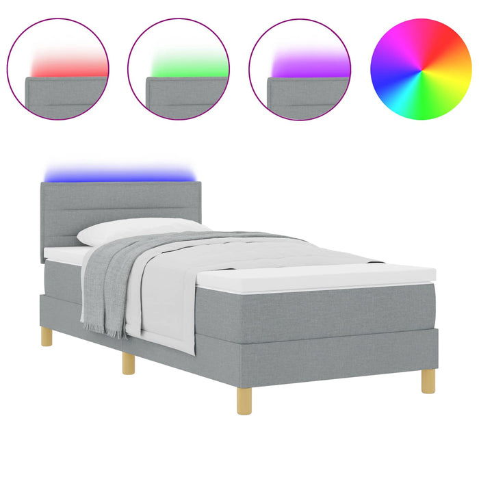 Letto a Sorgente LED Grigio chiaro 100 x 200 cm Tessuto 3342338