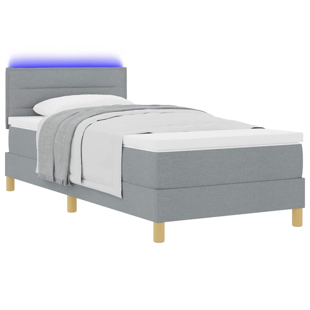 Letto a Sorgente LED Grigio chiaro 100 x 200 cm Tessuto 3342338