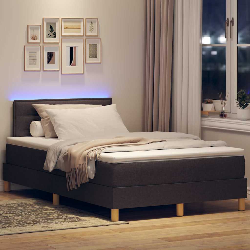 Letto a Sorgente LED con led Marrone Scuro 120 x 190 cm Tessuto