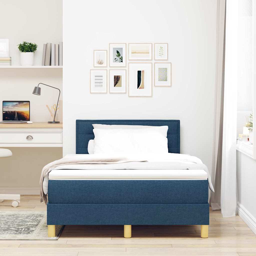 Letto a Sorgente LED con materasso Blu 120 x 190 cm Tessuto