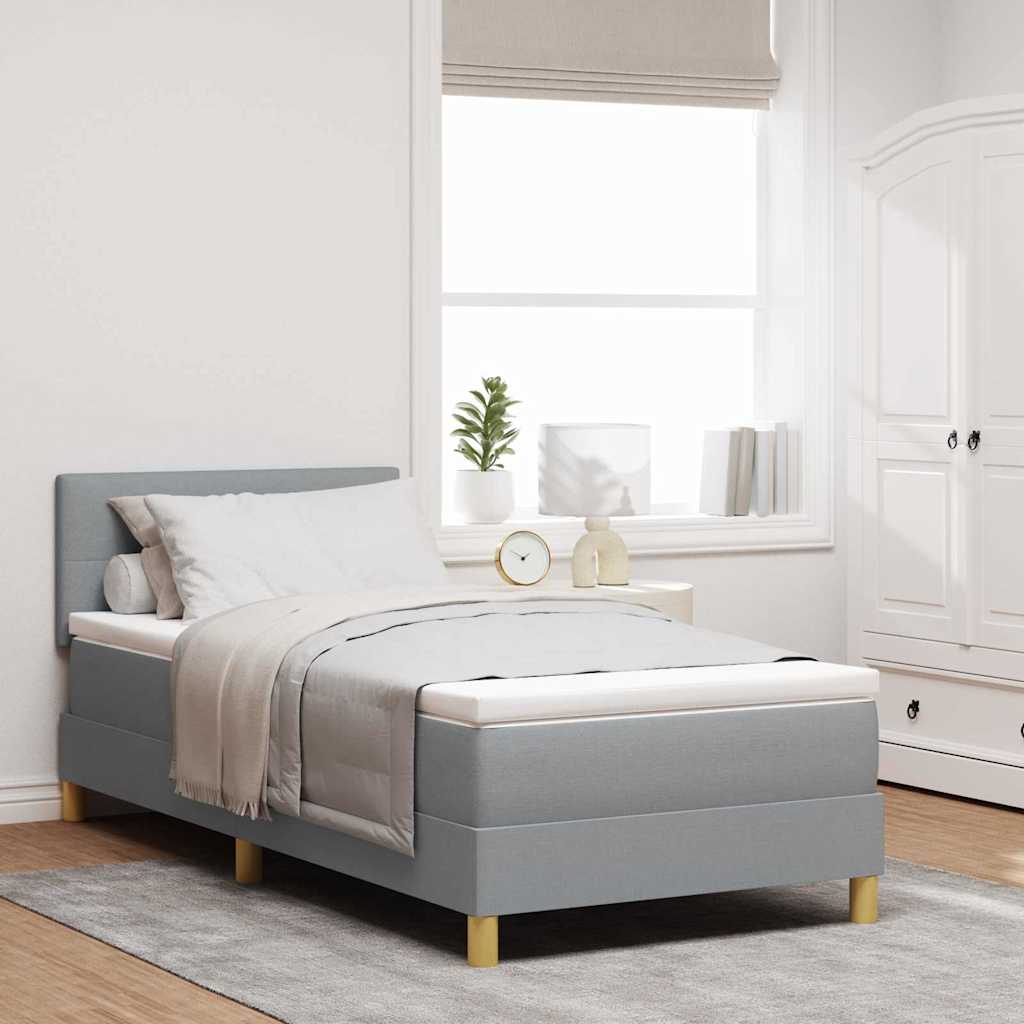 Letto a Sorgente LED con led Grigio chiaro 90 x 190 cm Tessuto