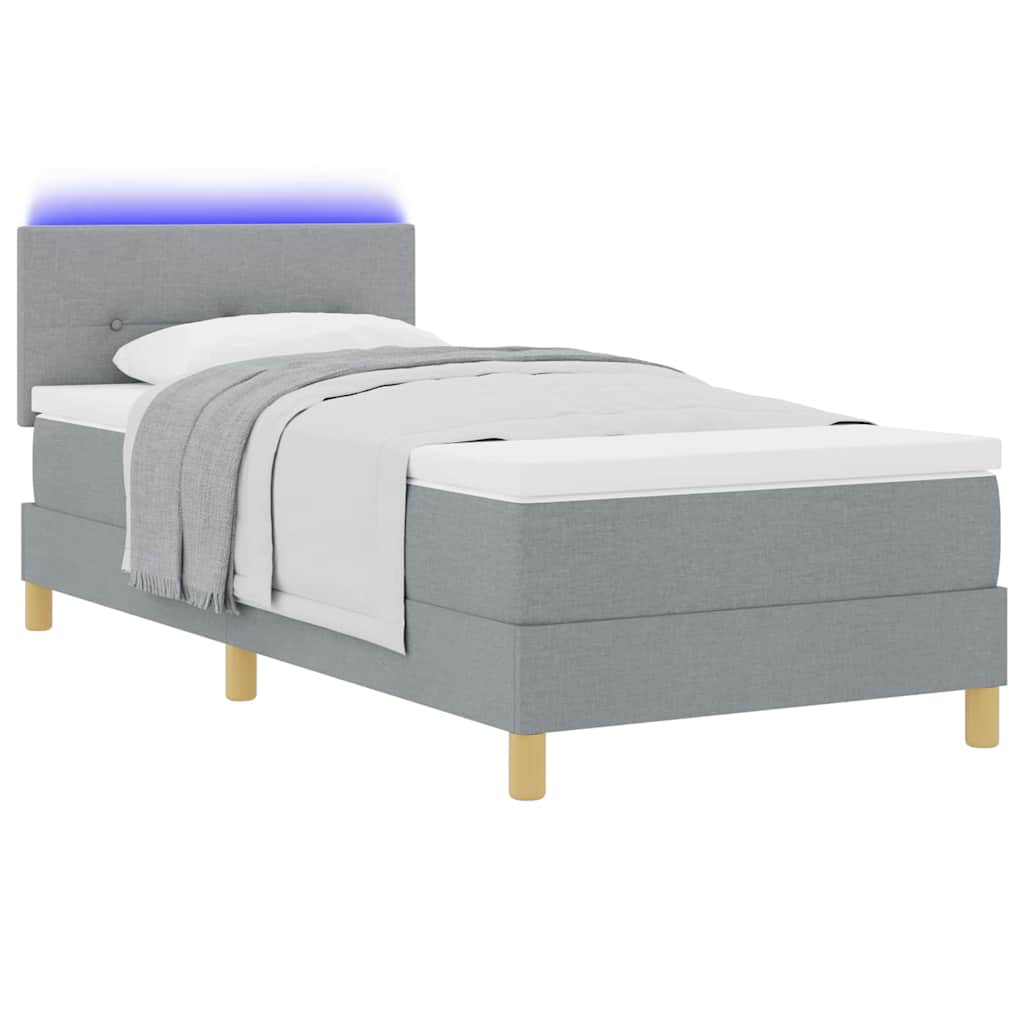 Letto a Sorgente LED Grigio chiaro 90 x 190 cm Tessuto 3342401