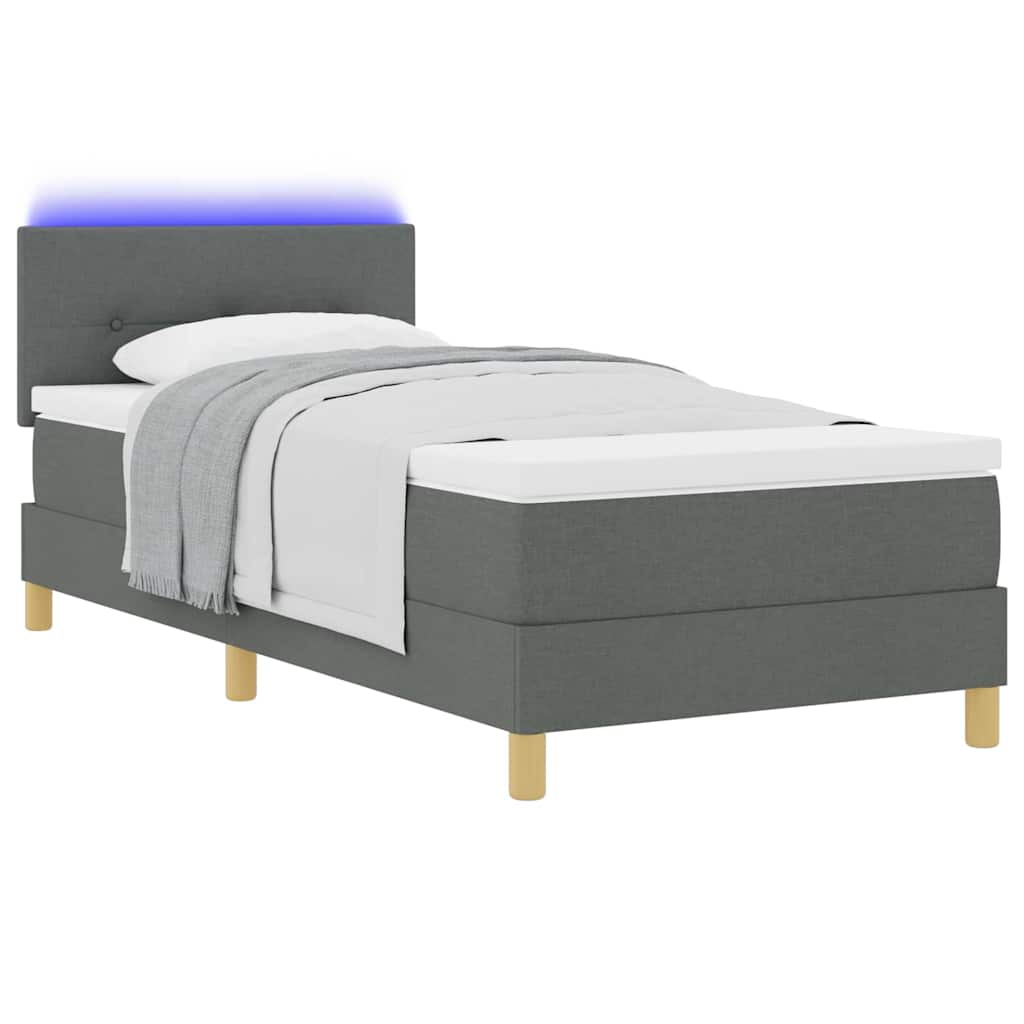 Letto a Sorgente LED Grigio scuro 100 x 200 cm Tessuto 3342416