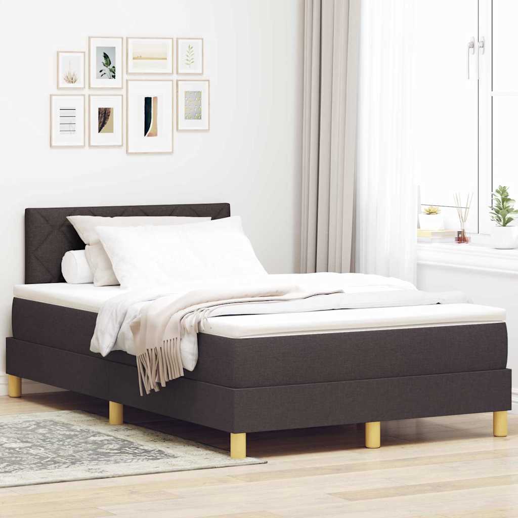 Letto a Sorgente LED con led Marrone Scuro 120 x 190 cm Tessuto