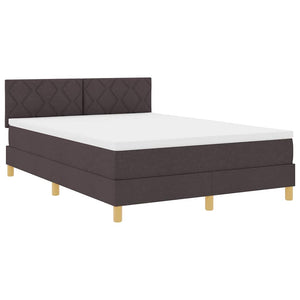 Letto a Sorgente LED Marrone Scuro 140 x 200 cm Tessuto 3342523