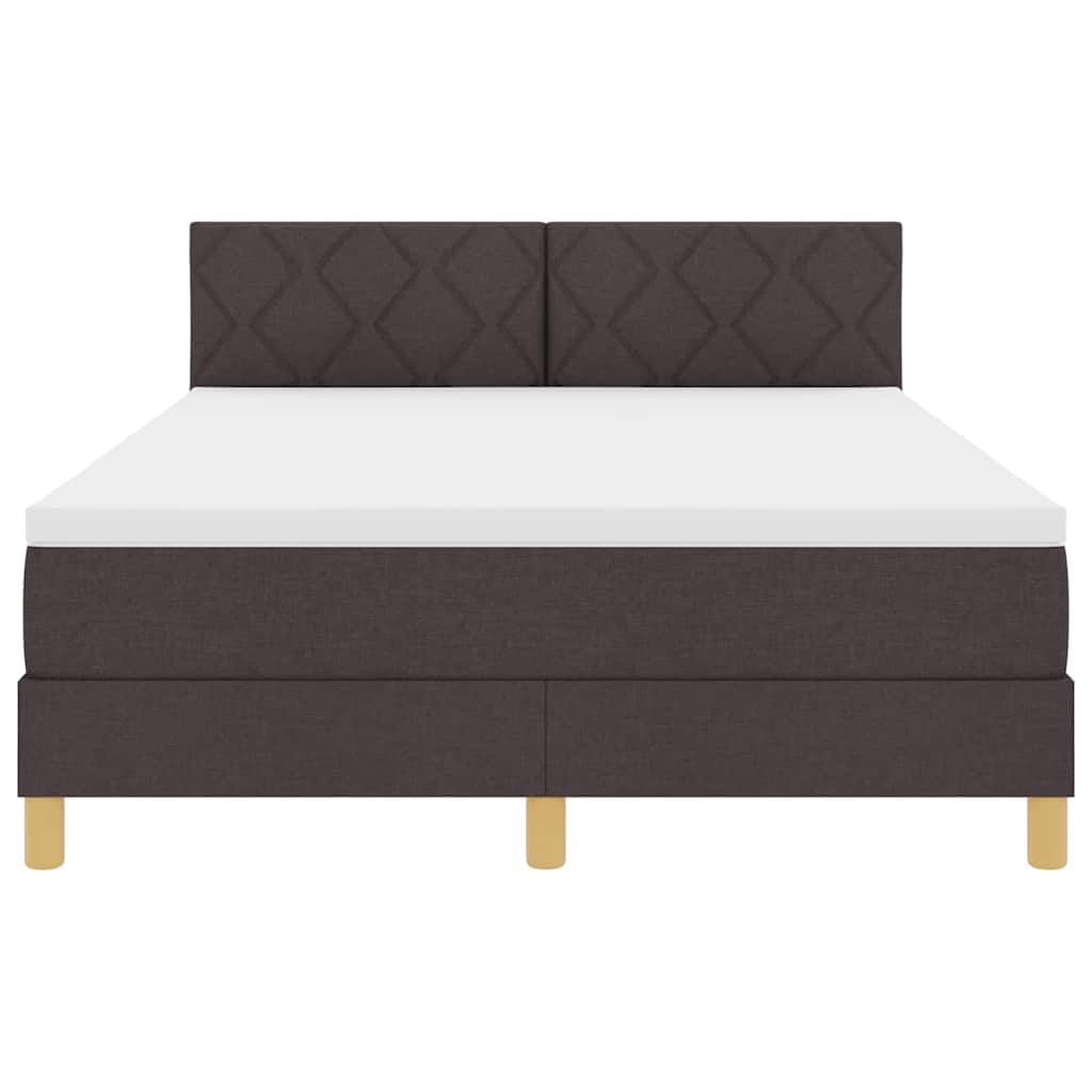 Letto a Sorgente LED Marrone Scuro 140 x 200 cm Tessuto 3342523