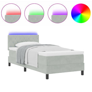 Letto a Sorgente LED Grigio chiaro 90 x 190 cm Velluto 3342554