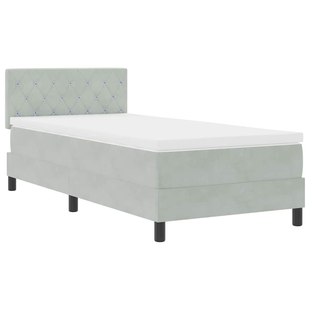 Letto a Sorgente LED Grigio chiaro 90 x 190 cm Velluto 3342554