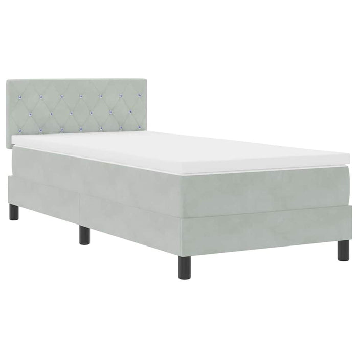 Letto a Sorgente LED Grigio chiaro 90 x 190 cm Velluto 3342554