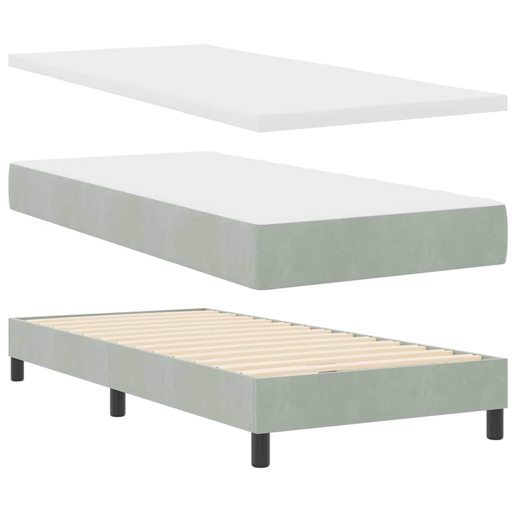 Letto a Sorgente LED Grigio chiaro 90 x 190 cm Velluto 3342554