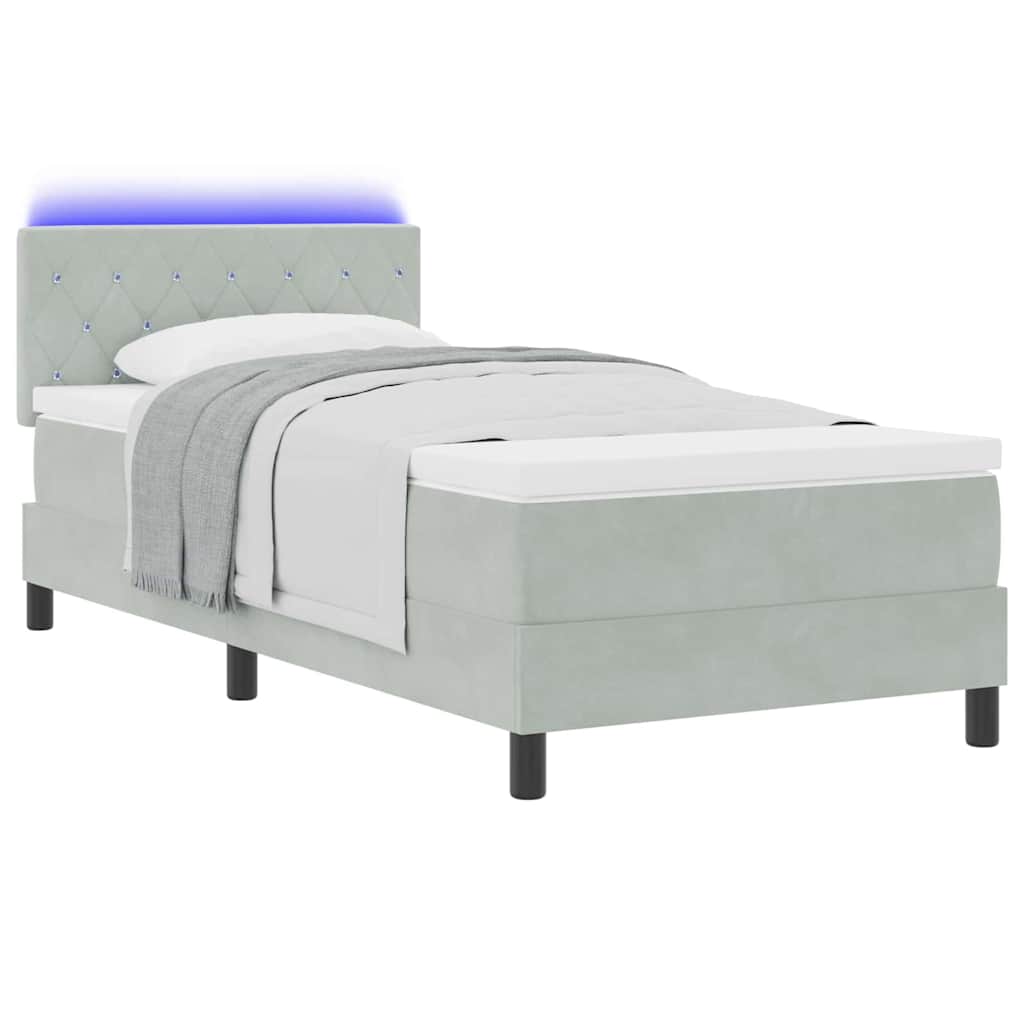 Letto a Sorgente LED Grigio chiaro 90 x 190 cm Velluto 3342554
