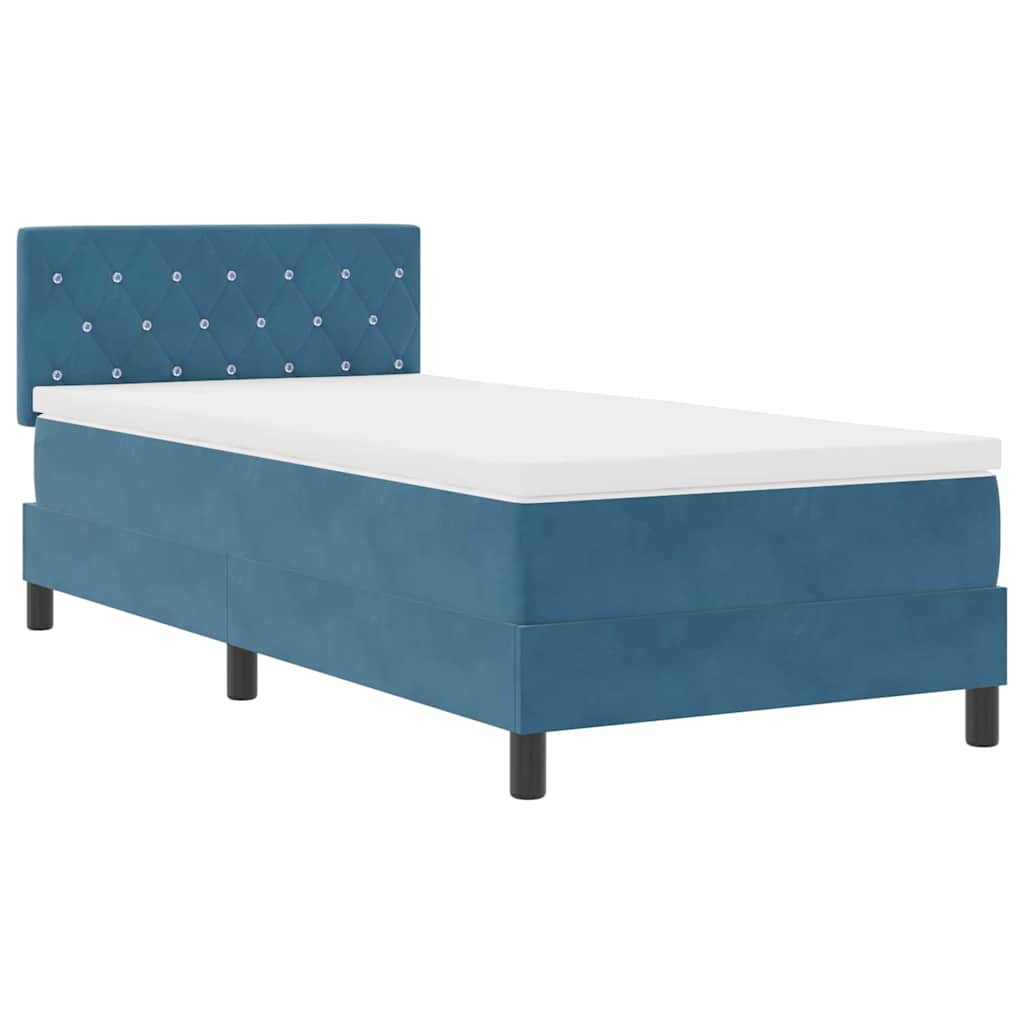 Letto a Sorgente LED con testiera-Rete con Testiera Blu Scuro 90 x 190 cm Velluto 564434