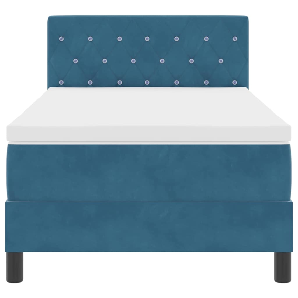 Letto a Sorgente LED con testiera-Rete con Testiera Blu Scuro 90 x 190 cm Velluto 564434