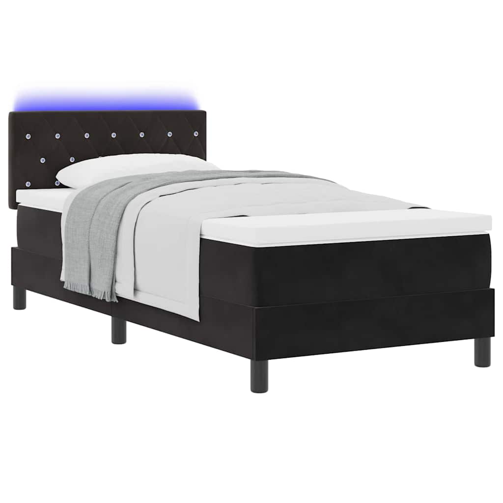 Letto a Sorgente LED con materasso Nero 90 x 200 cm Velluto 3342562