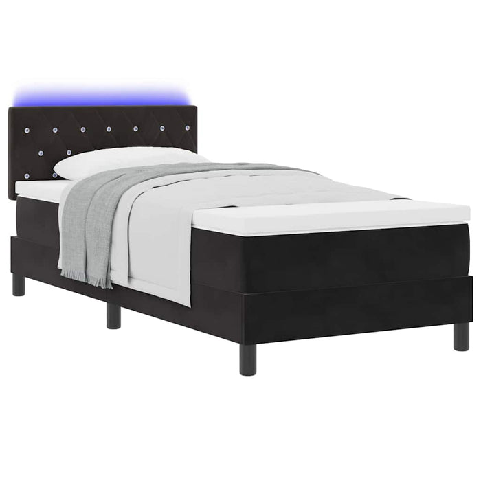 Letto a Sorgente LED con materasso Nero 90 x 200 cm Velluto 3342562