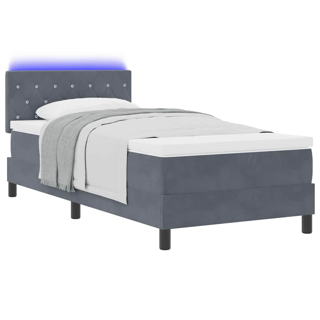 Letto a Sorgente LED Grigio scuro 100 x 200 cm Velluto 3342567