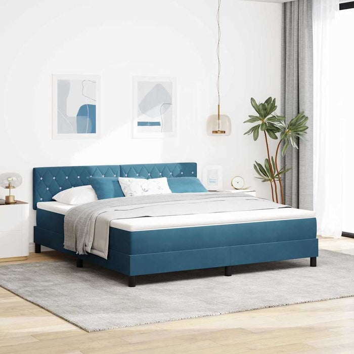 Letto a Sorgente LED Blu Scuro 180 x 200 cm Velluto 3342606