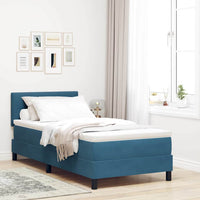 Letto a Sorgente LED con testiera-Rete con Testiera Blu Scuro 90 x 190 cm Velluto 661484