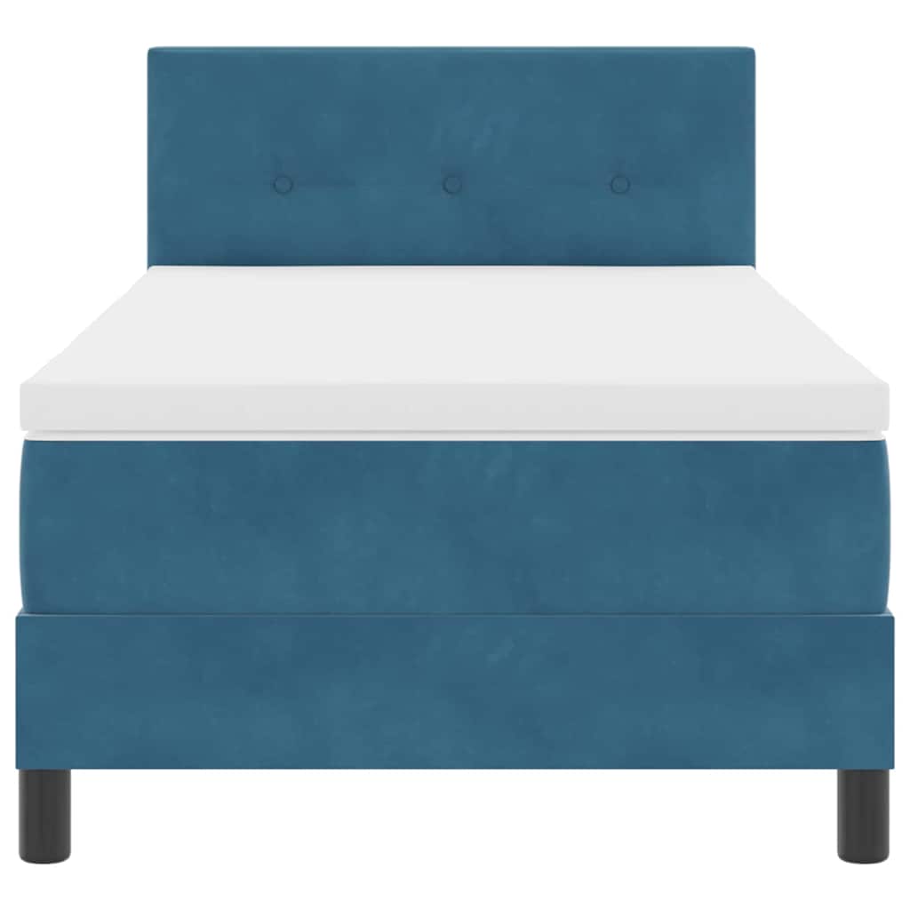 Letto a Sorgente LED con testiera-Rete con Testiera Blu Scuro 90 x 190 cm Velluto 661484