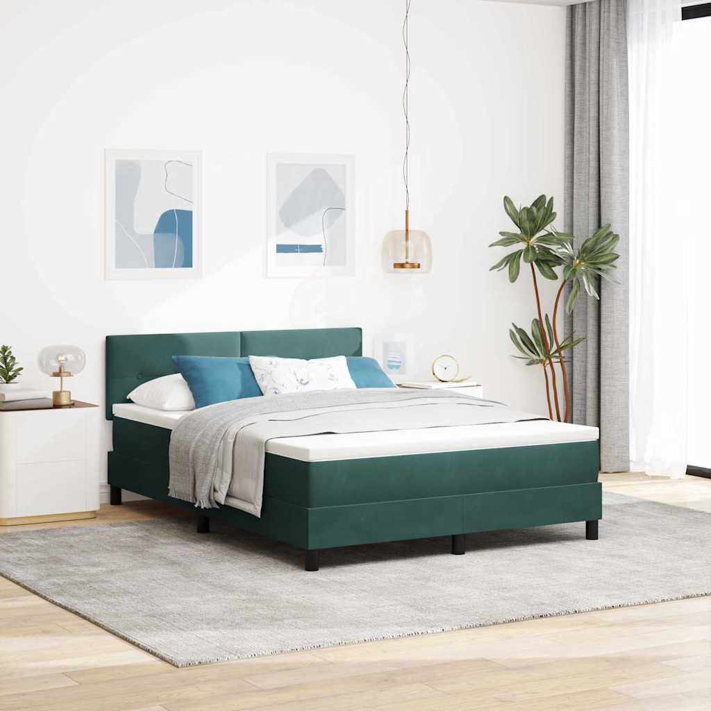 Letto a molle con testiera Verde scuro 140 x 200 cm Velluto 3342659