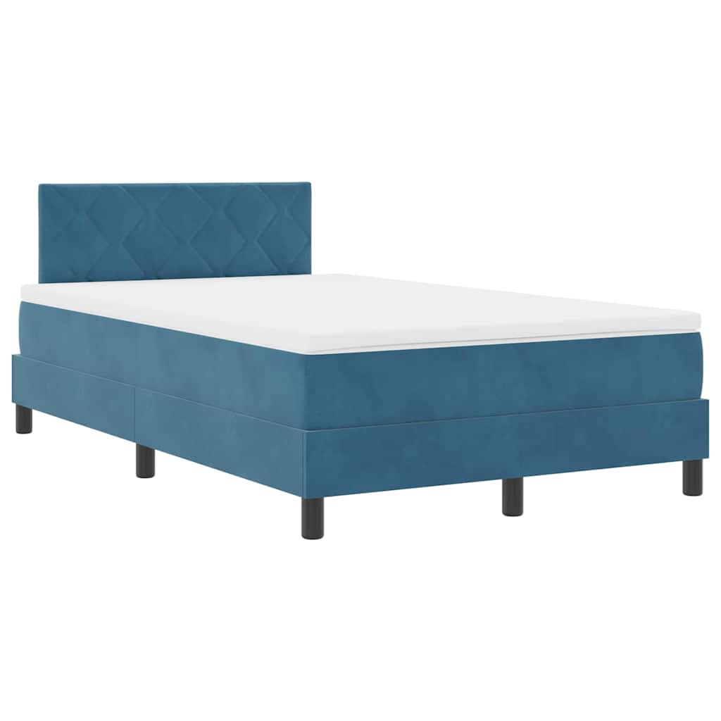 Letto a Sorgente LED Blu Scuro 120 x 200 cm Velluto 3342714