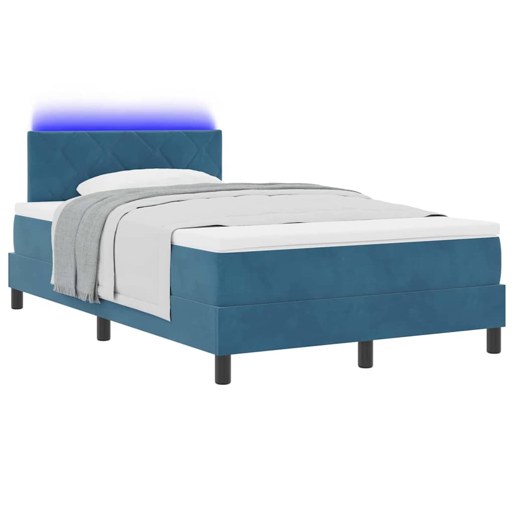 Letto a Sorgente LED Blu Scuro 120 x 200 cm Velluto 3342714