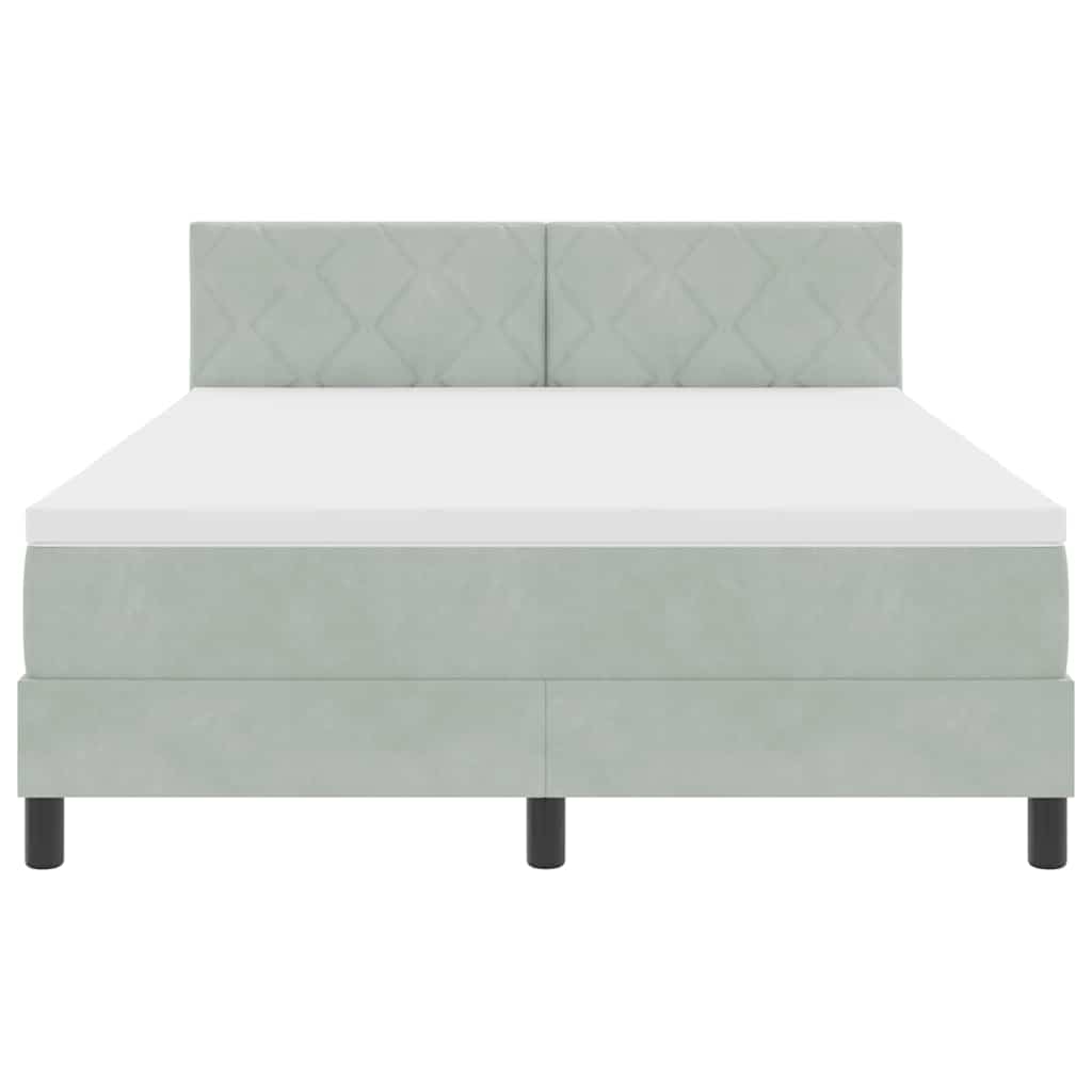 Letto a Sorgente LED Grigio chiaro 140 x 190 cm Velluto 3342716