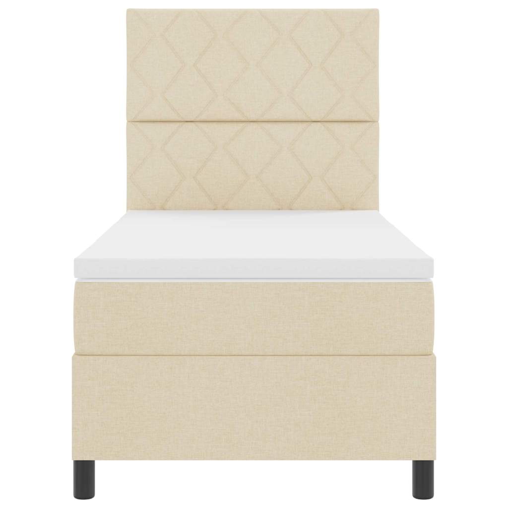 Letto a molle con materasso Crema 100 x 200 cm Tessuto 3342926