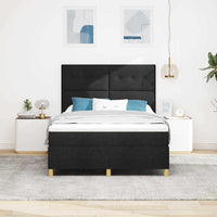 Letto a Sorgente LED con materasso Nero 140 x 190 cm Tessuto
