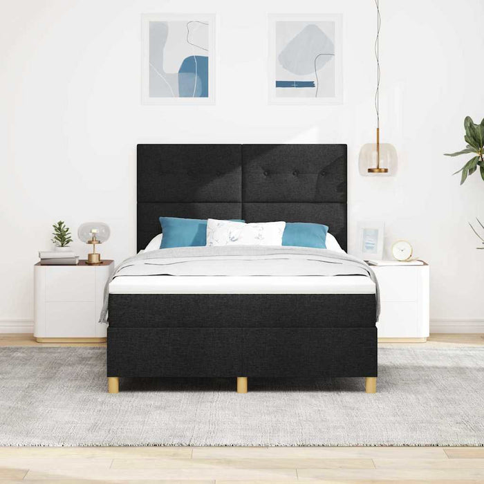 Letto a Sorgente LED con materasso Nero 140 x 190 cm Tessuto