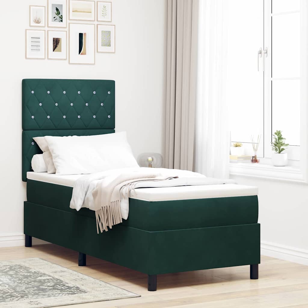 Letto a Sorgente LED Verde Scuro 80 x 200 cm Tessuto 3343211