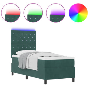 Letto a Sorgente LED Verde Scuro 80 x 200 cm Tessuto 3343211