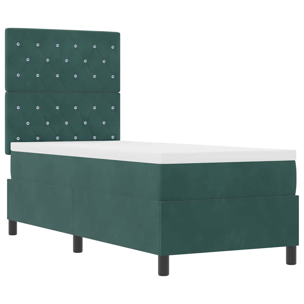 Letto a Sorgente LED Verde Scuro 80 x 200 cm Tessuto 3343211