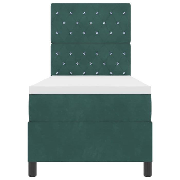 Letto a Sorgente LED Verde Scuro 80 x 200 cm Tessuto 3343211