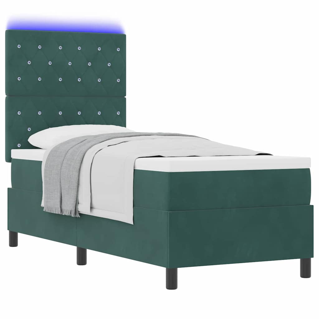 Letto a Sorgente LED Verde Scuro 80 x 200 cm Tessuto 3343211