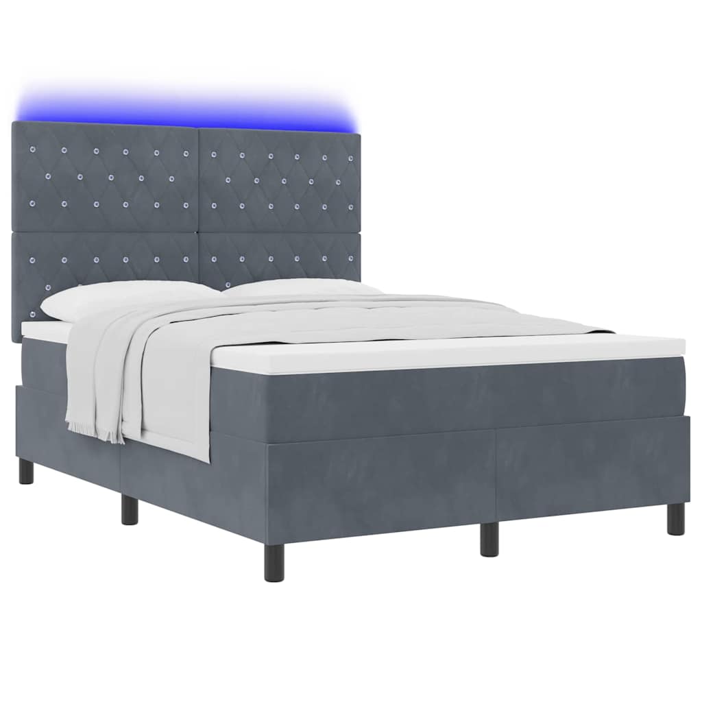 Letto a Sorgente LED Grigio scuro 140 x 190 cm Tessuto 3343245