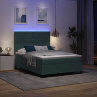 Letto a Sorgente LED Verde Scuro 140 x 190 cm Tessuto 3343247