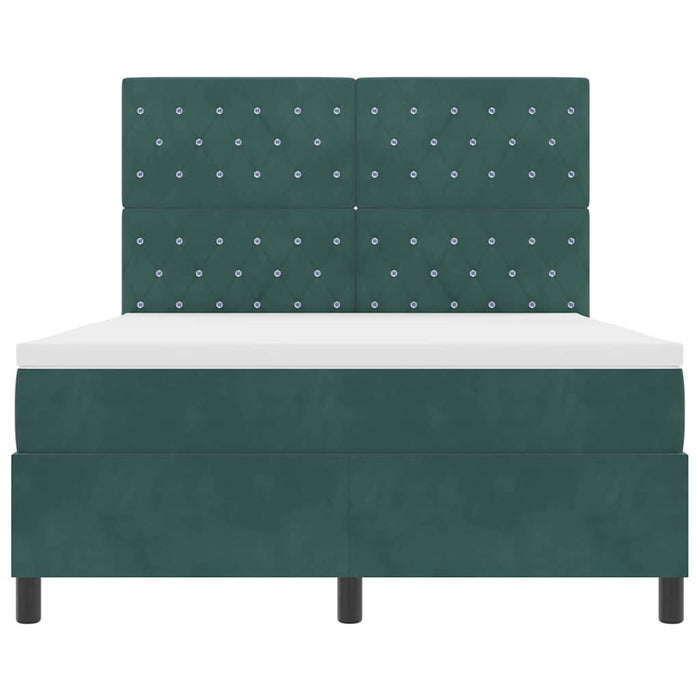 Letto a Sorgente LED Verde Scuro 140 x 190 cm Tessuto 3343247