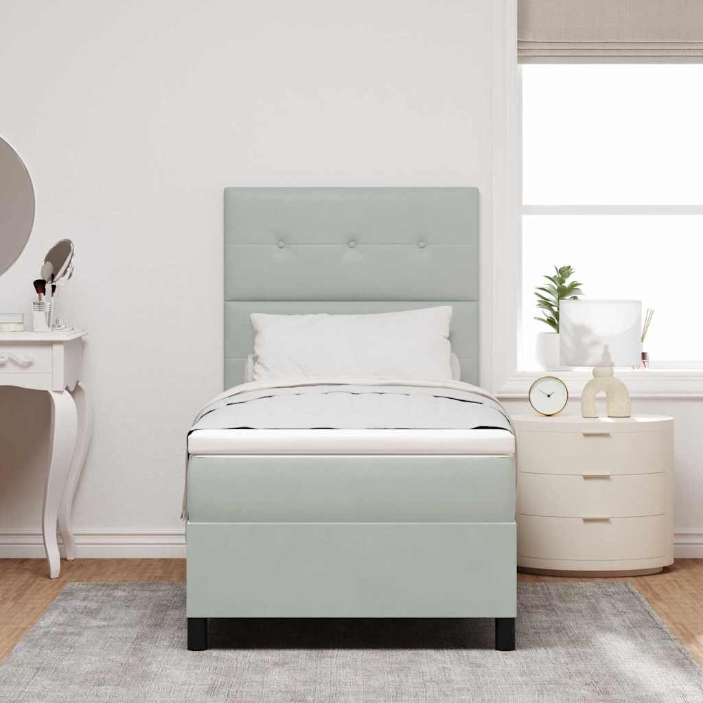 Letto a molle con materasso Grigio chiaro 90 x 200 cm Velluto 3343286