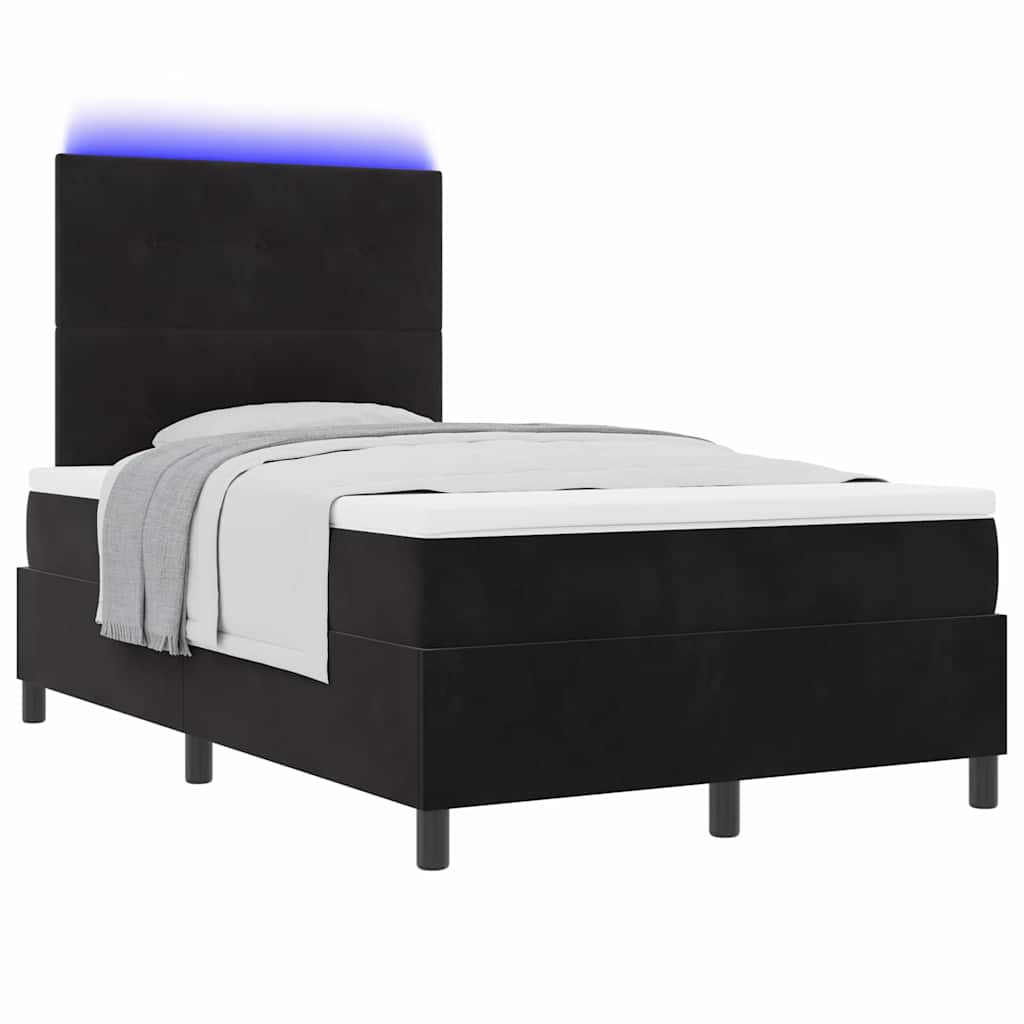 Letto a Sorgente LED con materasso Nero 120 x 190 cm Tessuto 3343300