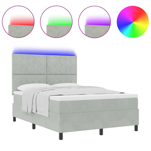 Letto a Sorgente LED Grigio chiaro 140 x 190 cm Tessuto 3343376