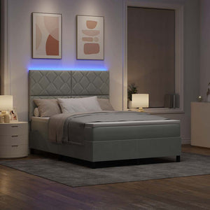 Letto a Sorgente LED Grigio chiaro 140 x 200 cm Tessuto 3343382
