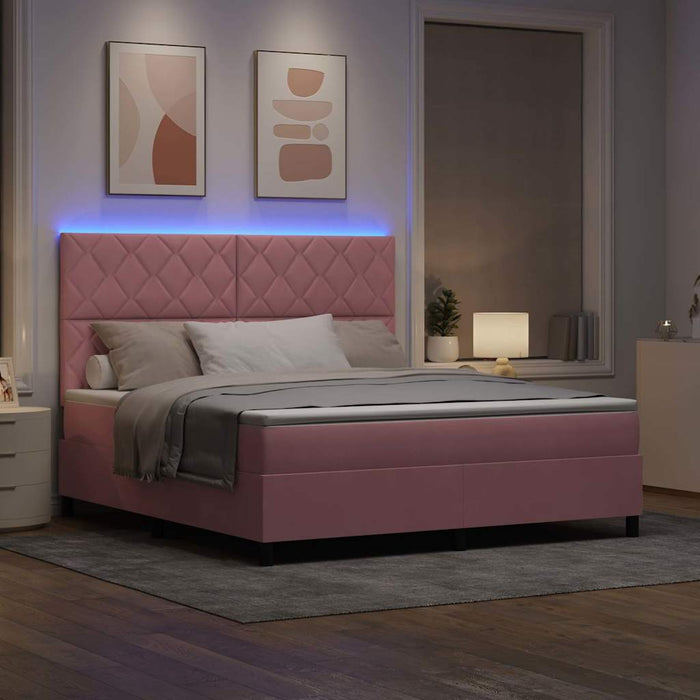 Letto a Sorgente LED con materasso Rosa 180 x 200 cm Tessuto 3343399
