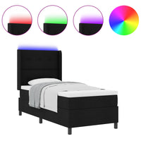 Letto a Sorgente LED con materasso Nero 100 x 200 cm Tessuto 3343492