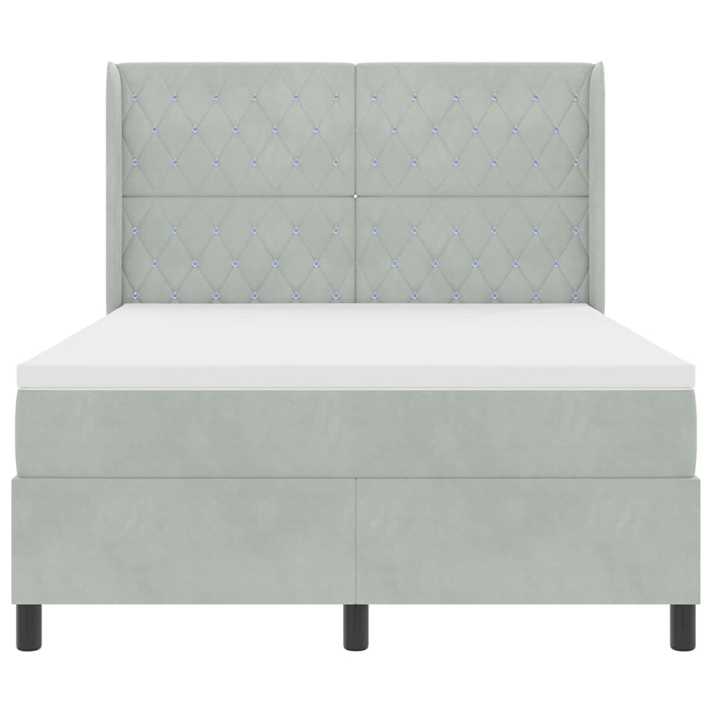 Letto a molle con materasso Grigio chiaro 160 x 200 cm Velluto 3343820