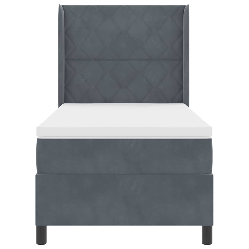 Letto a molle con testiera Grigio scuro 100 x 200 cm Velluto 3343911