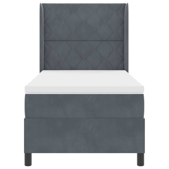 Letto a molle con testiera Grigio scuro 100 x 200 cm Velluto 3343911
