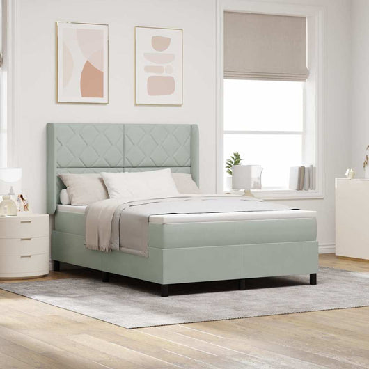 Letto a molle con testiera Grigio chiaro 140 x 200 cm Velluto 3343922