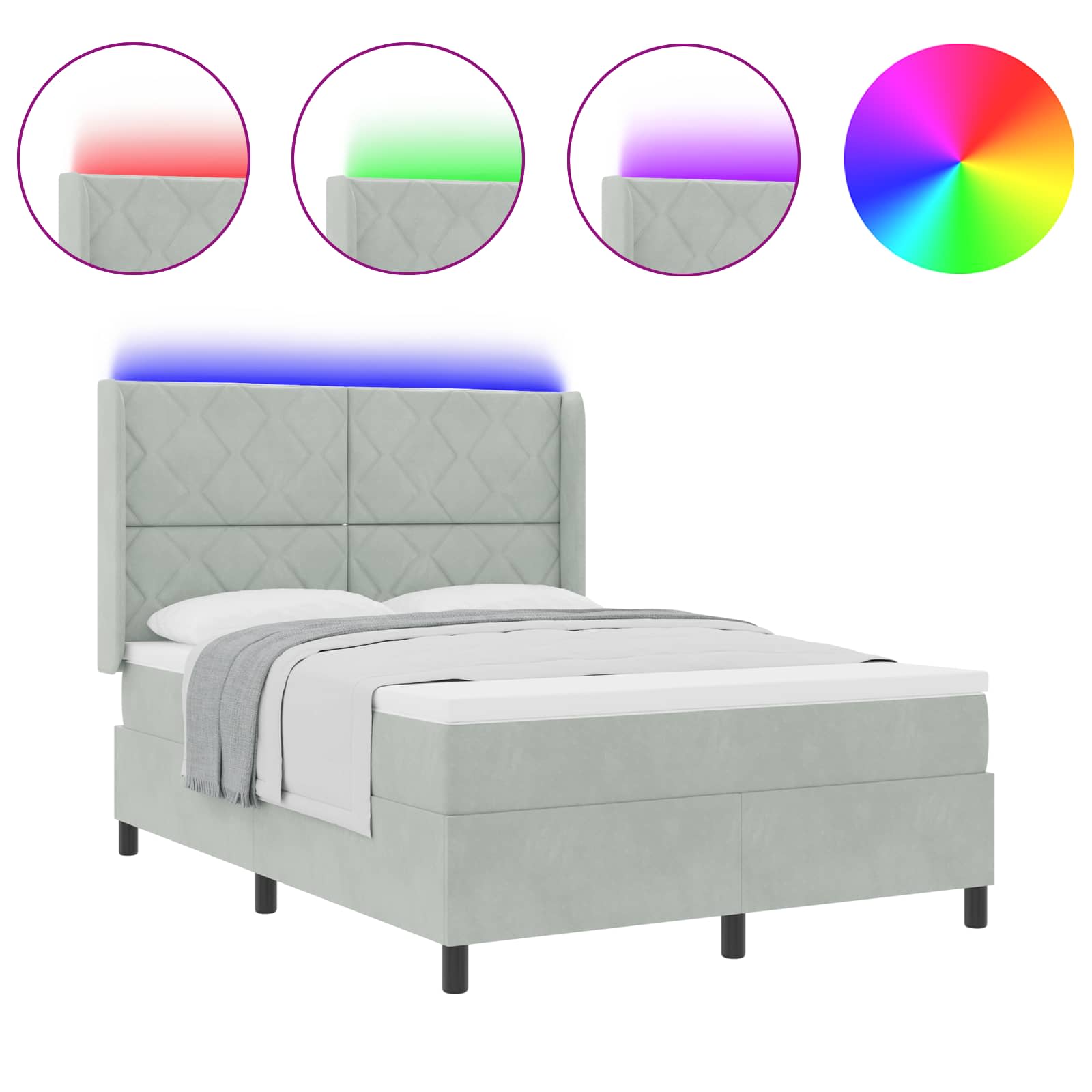 Letto a molle con testiera Grigio chiaro 140 x 200 cm Velluto 3343922