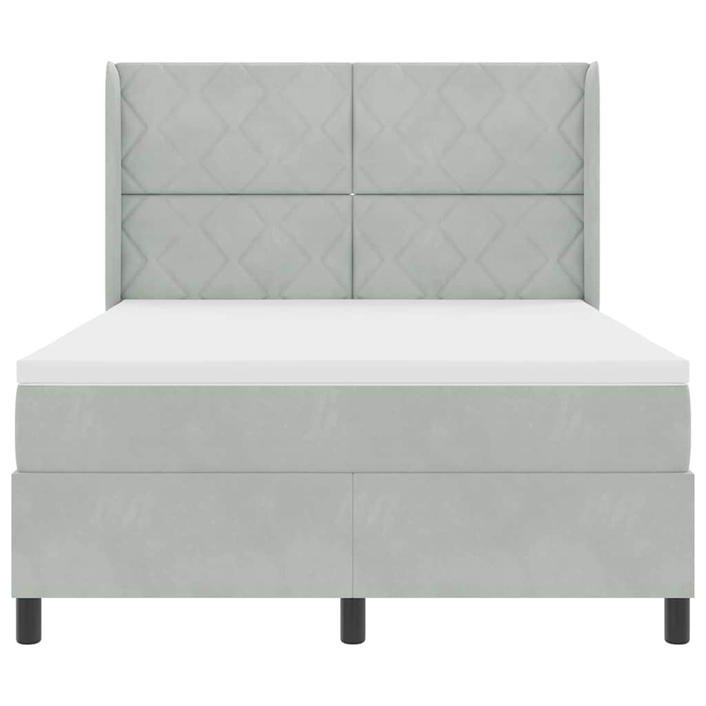 Letto a molle con testiera Grigio chiaro 140 x 200 cm Velluto 3343922